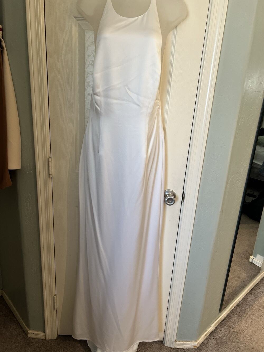 Staud White Satin Maxi Dress 8